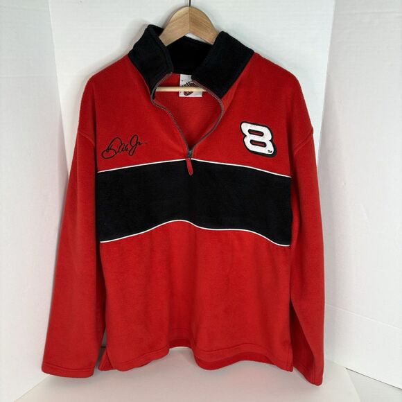 Vintage Dale Earnhardt Jr Quarter Zip Fleece Jacket Medium Red Winners Circle #8 - Picture 1 of 7